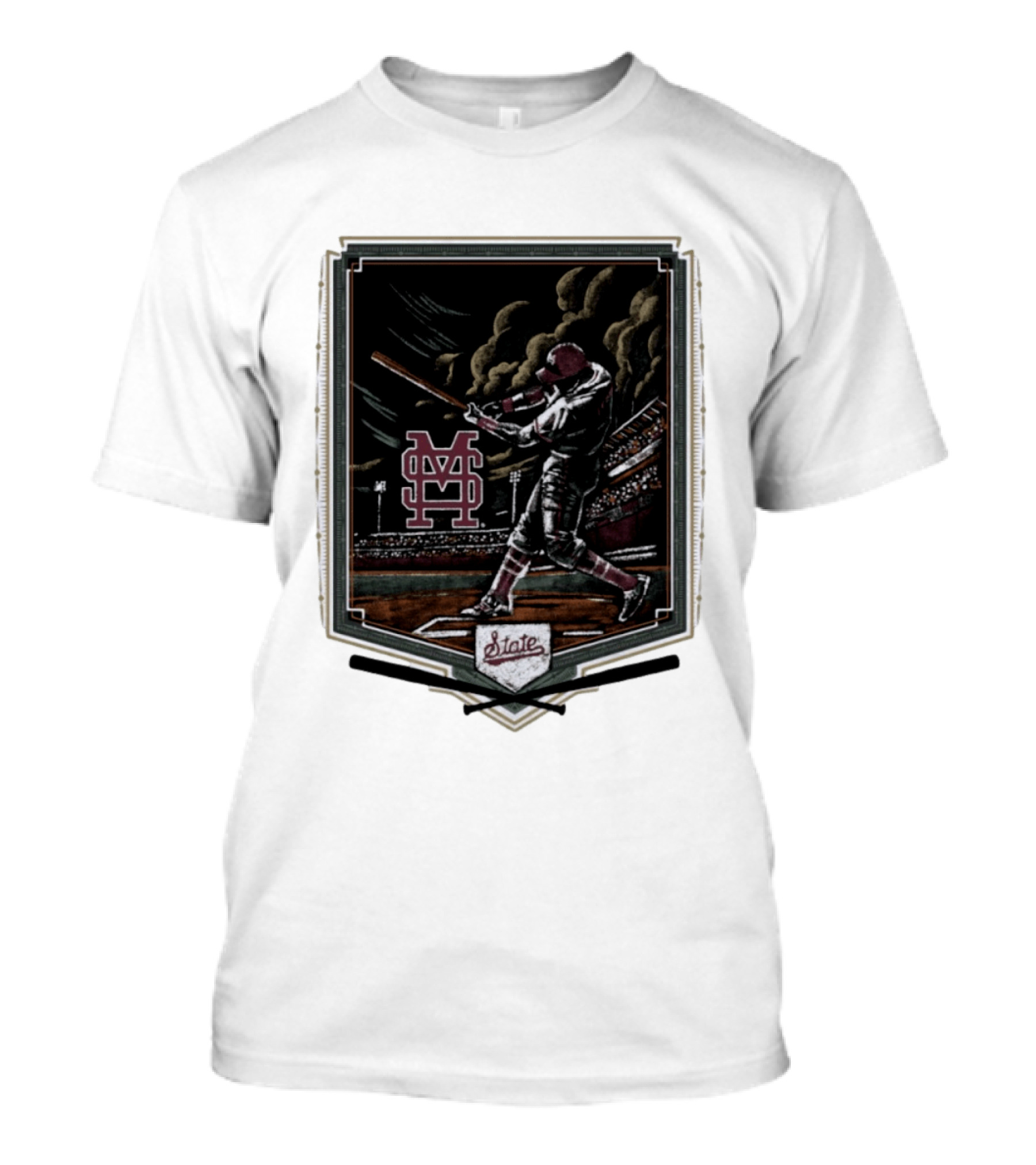 Mississippi State The Thunder Baseball Player Stadium Scene T-Shirt