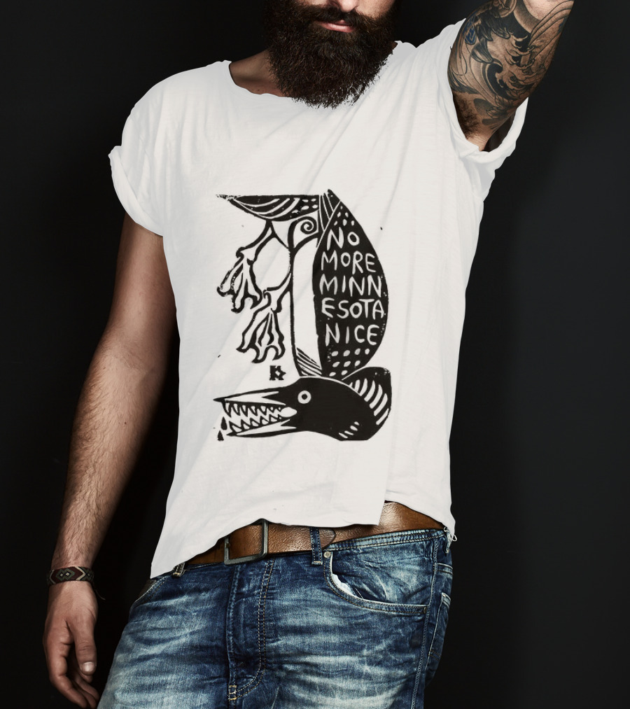 No More Minnesota Nice Owl Kicking Letter M T-Shirt