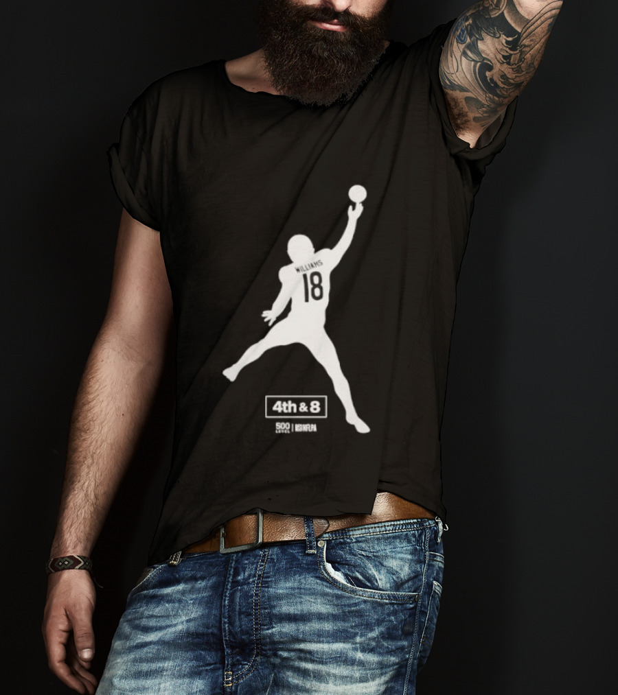 Caleb Williams 18 Chicago 4th & 8 Football T-Shirt
