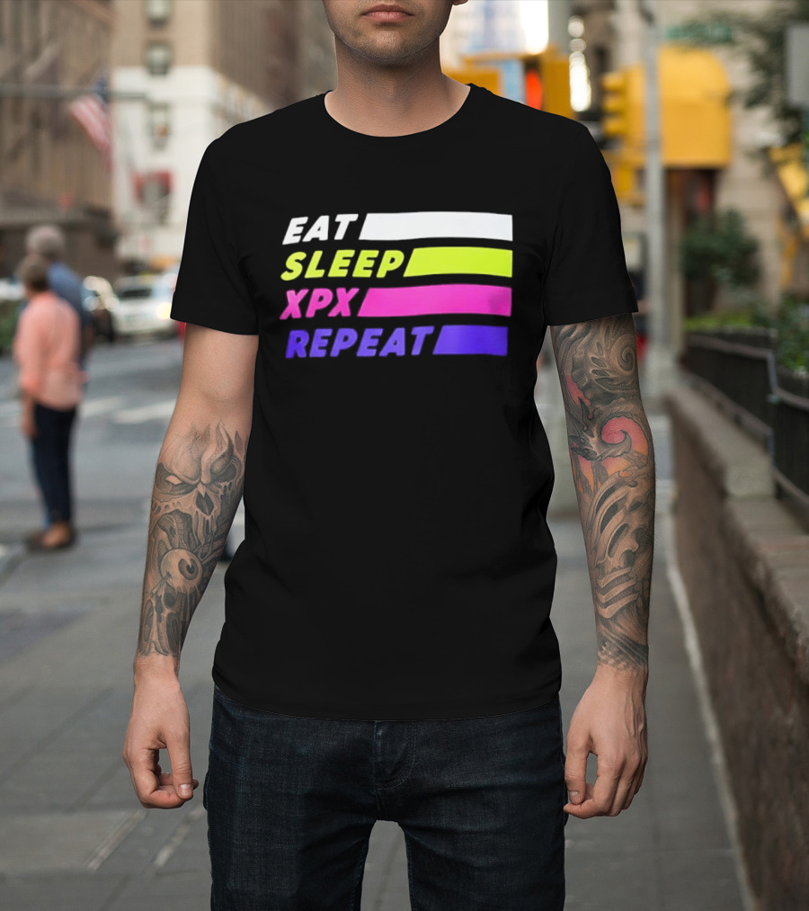 Eat Sleep XPX Repeat Lines Neon Text Blocks T-Shirt
