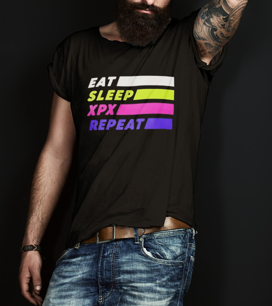 Eat Sleep XPX Repeat Lines Neon Text Blocks T-Shirt