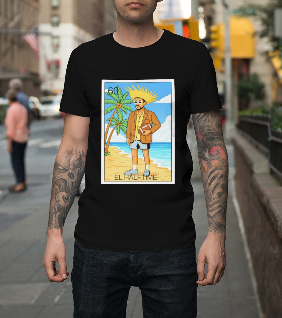 El Halftime Bad Bunny Loteria Card Beach T-Shirt