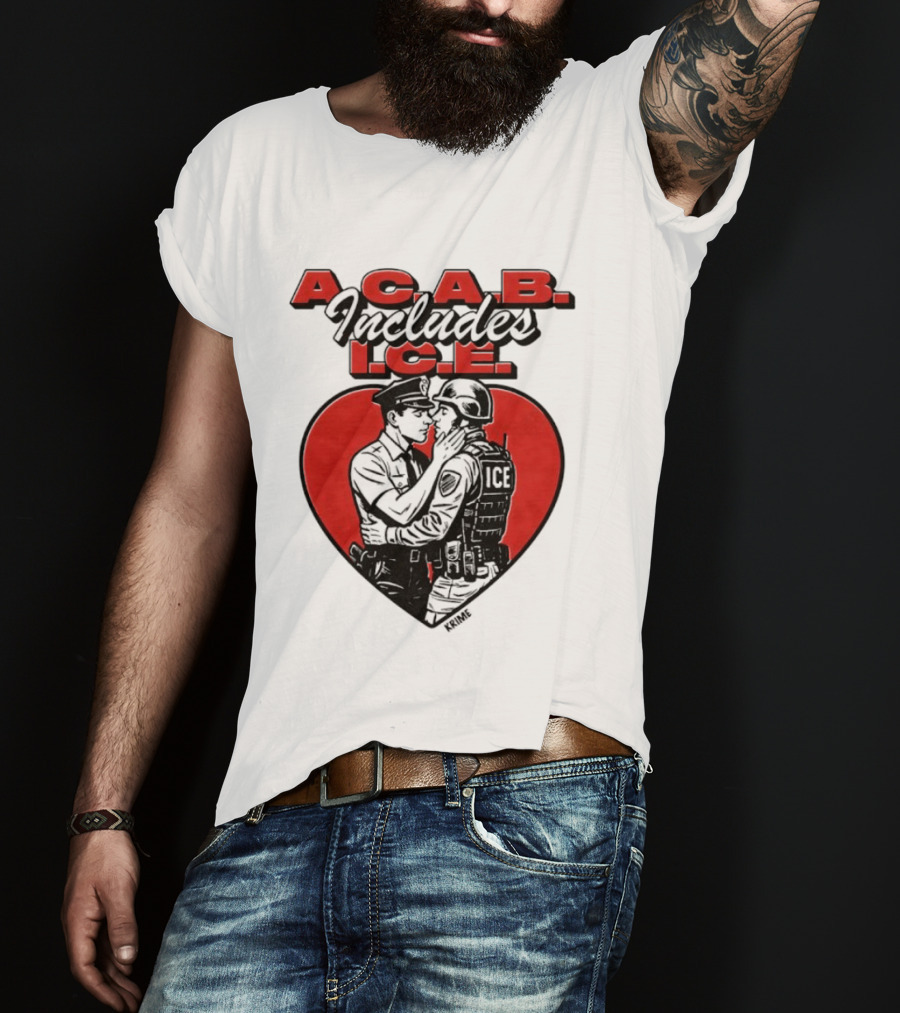 ACAB Includes ICE Anti Police Heart Shape Red And Black T-Shirt