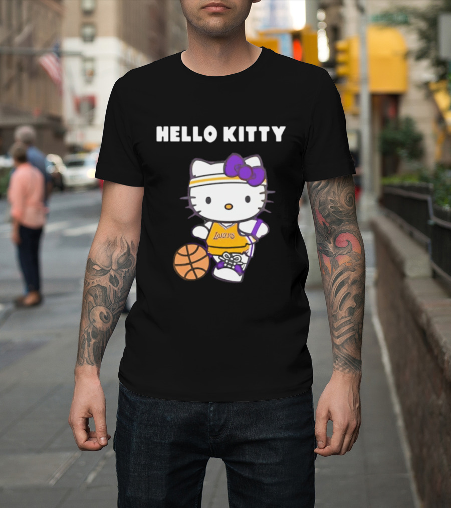 Los Angeles Lakers Hello Kitty Basketball Collaboration T-Shirt