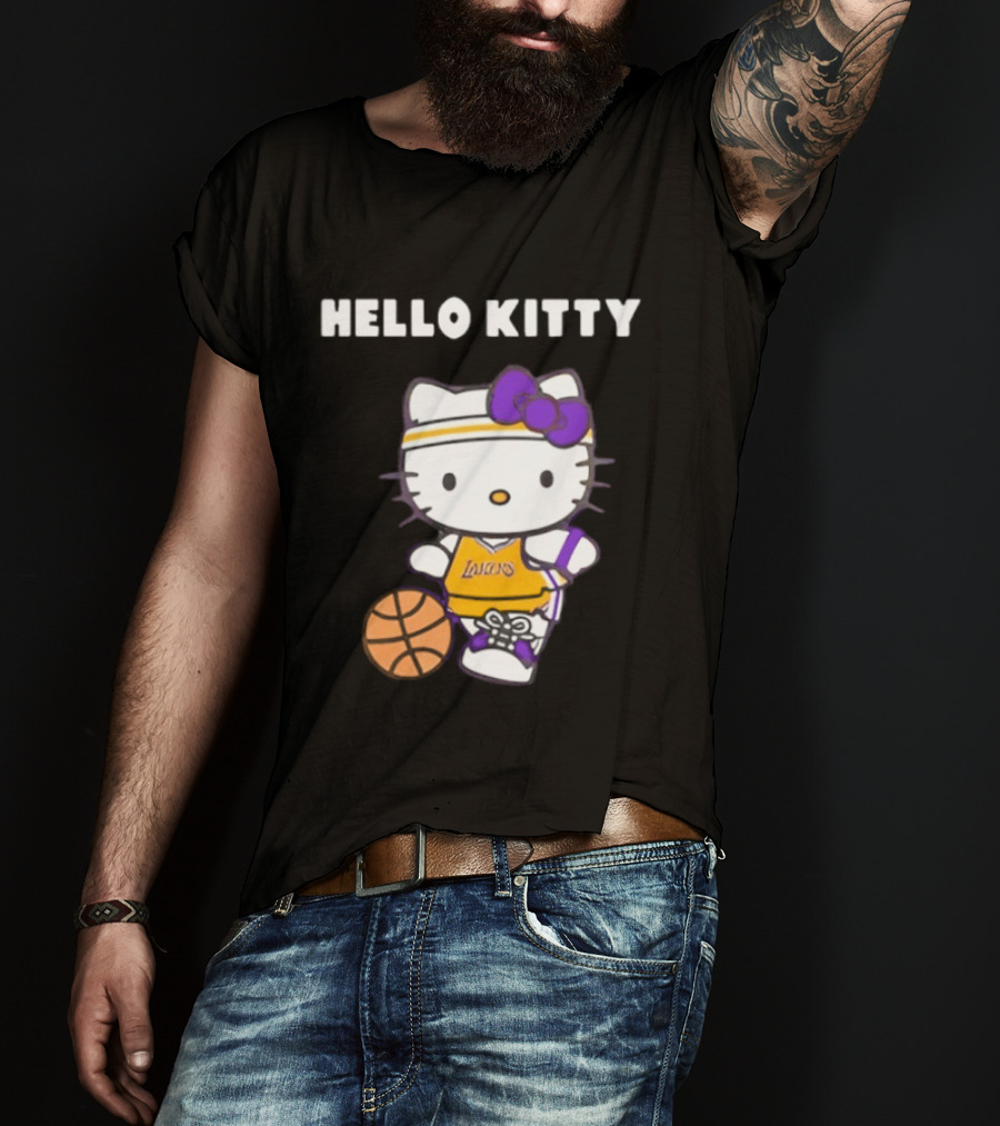 Los Angeles Lakers Hello Kitty Basketball Collaboration T-Shirt