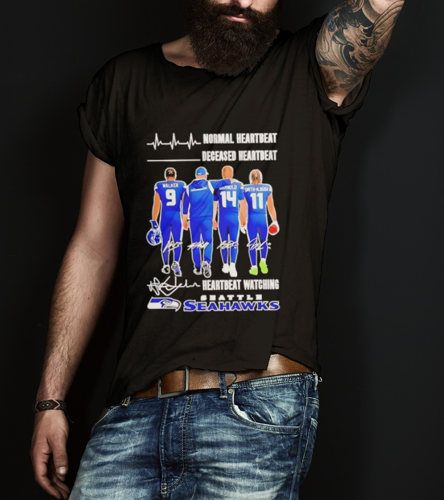 Seahawks Normal Heartbeat Deceased Heartbeat Walker Arnold Smith Njigba Signatures Seattle T-Shirt