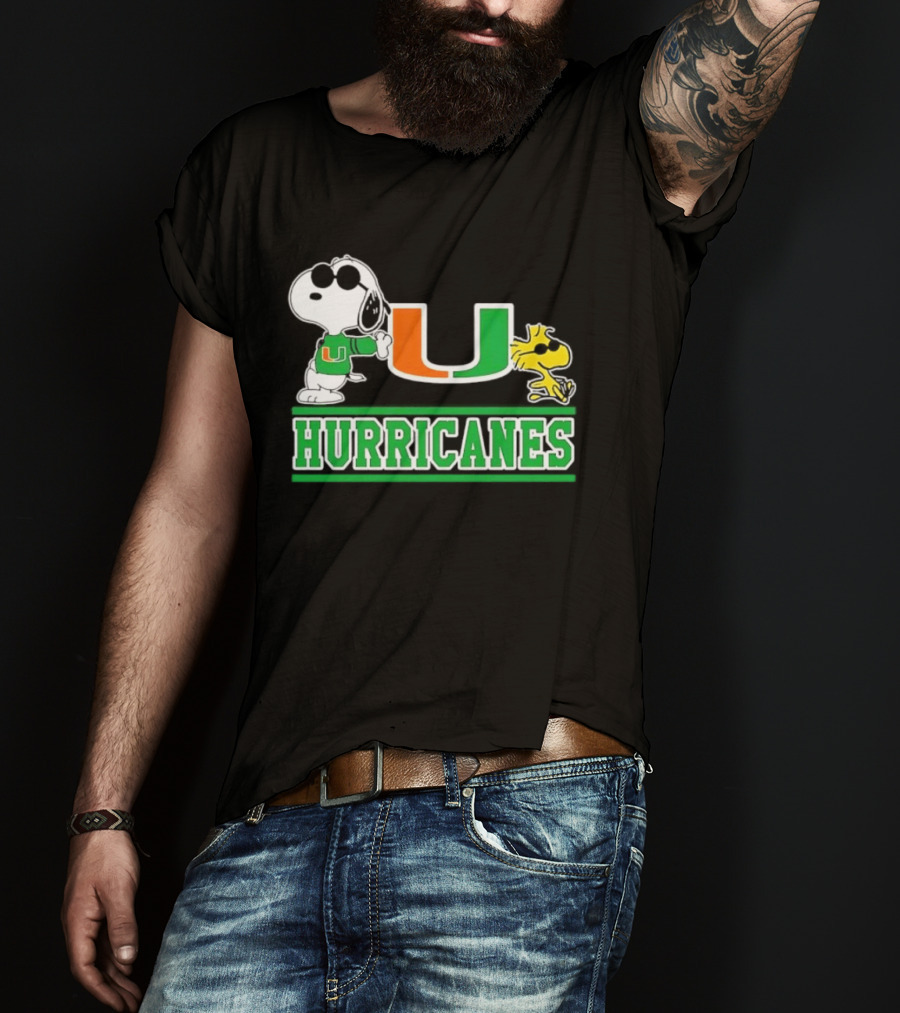 Snoopy Woodstock Miami Hurricanes U T-Shirt