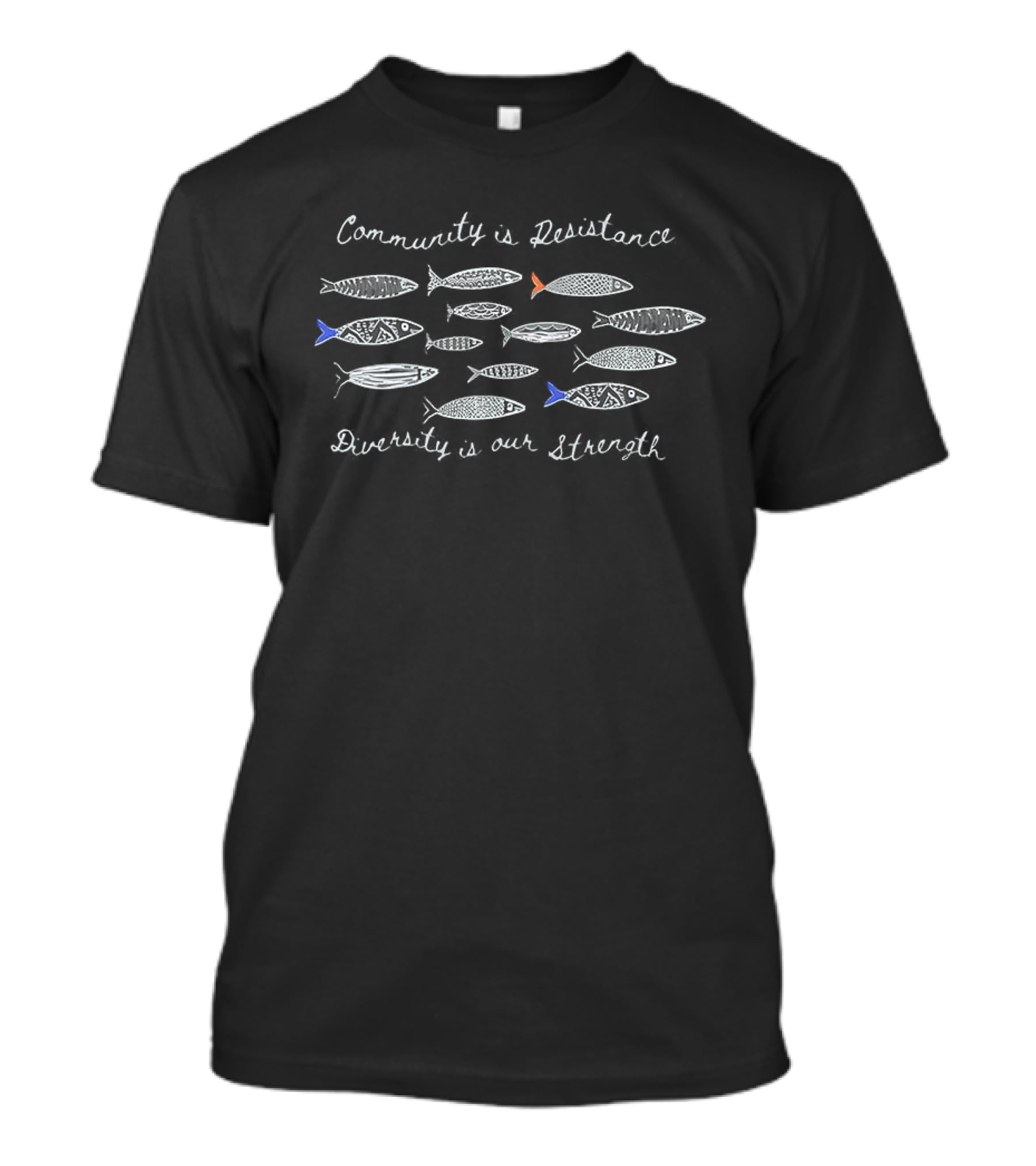 Community Is Resistance Diversity Is Our Strength Anti ICE Fish Sketch T-Shirt