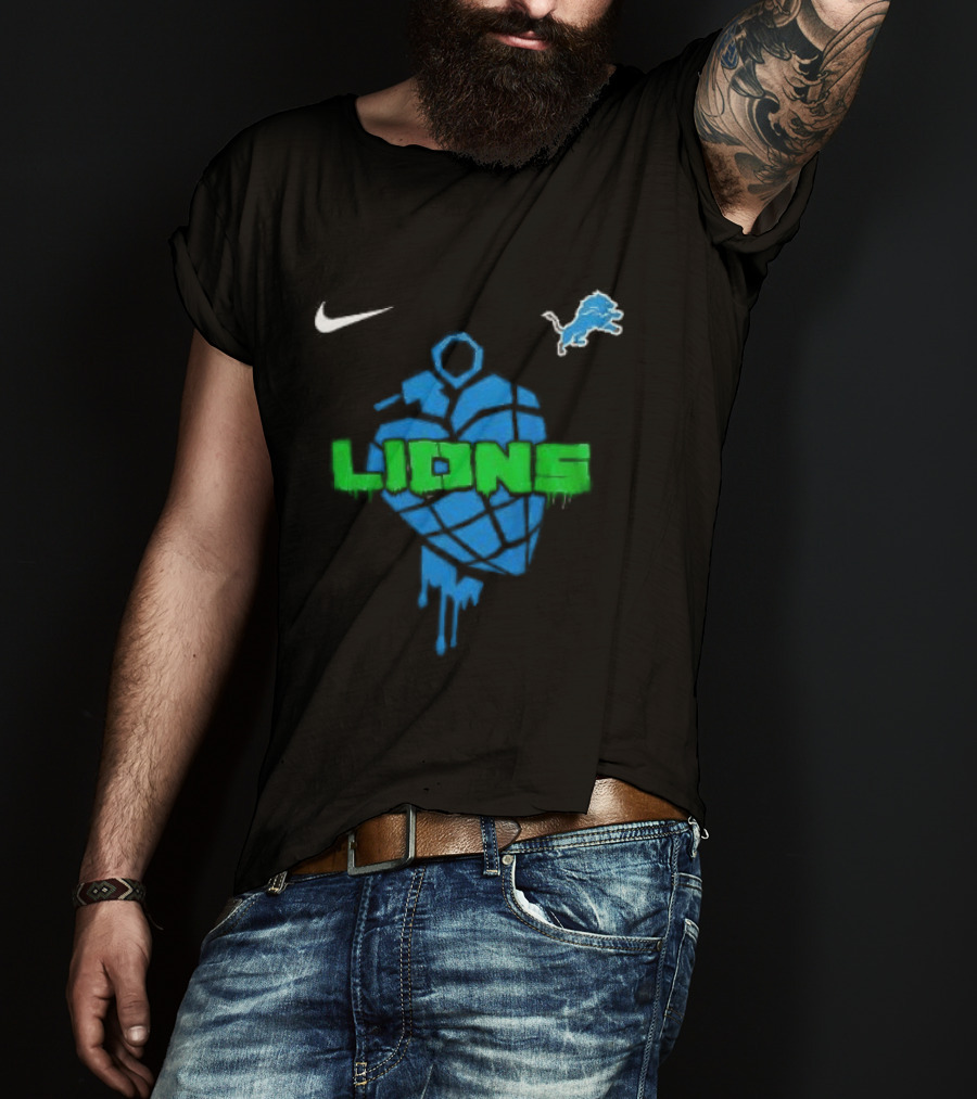 Nike Detroit Lions Football Skull Green Day T-Shirt