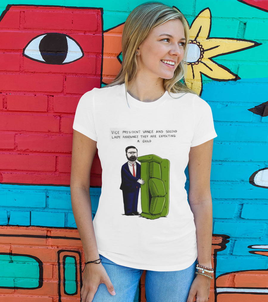 Vice President Vance And Second Lady Expecting Child Iconic Couch Scene T-Shirt