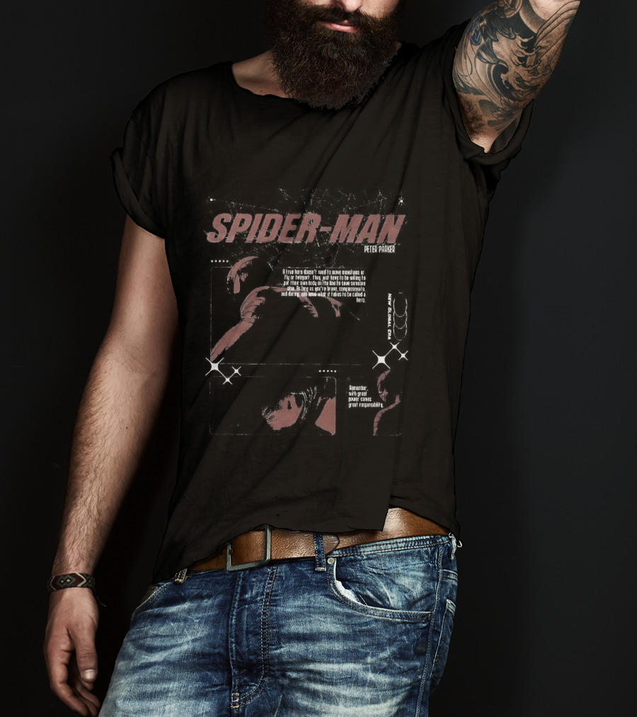Spider Man Peter Parker Remember With Great Power Comes Great Responsibility Comic Strip T-Shirt