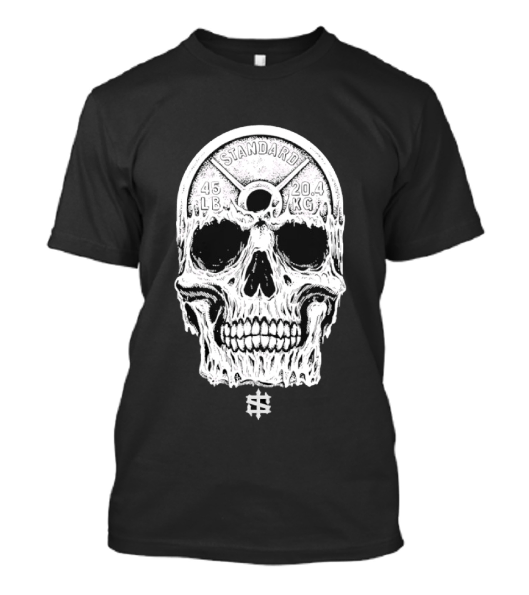 Standard 45 LB 20.4 KG Skull Weights T-Shirt