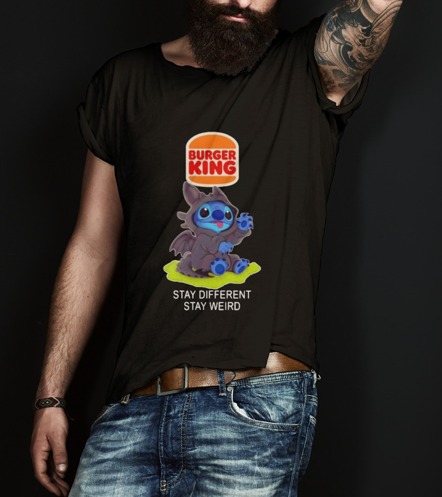 Burger King X Toothless Stitch Collaboration Stay Different Stay Weird T-Shirt