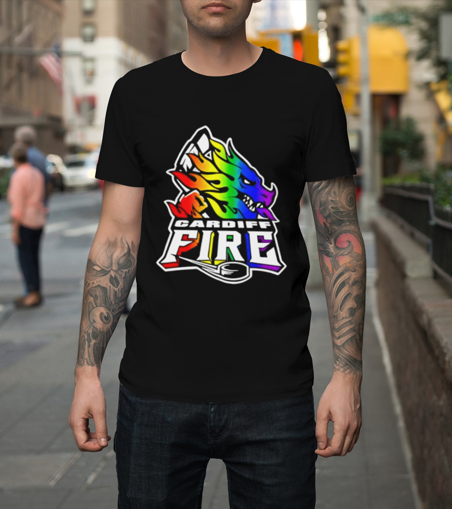 Cardiff Fire Pride Rainbow Hockey T-Shirt