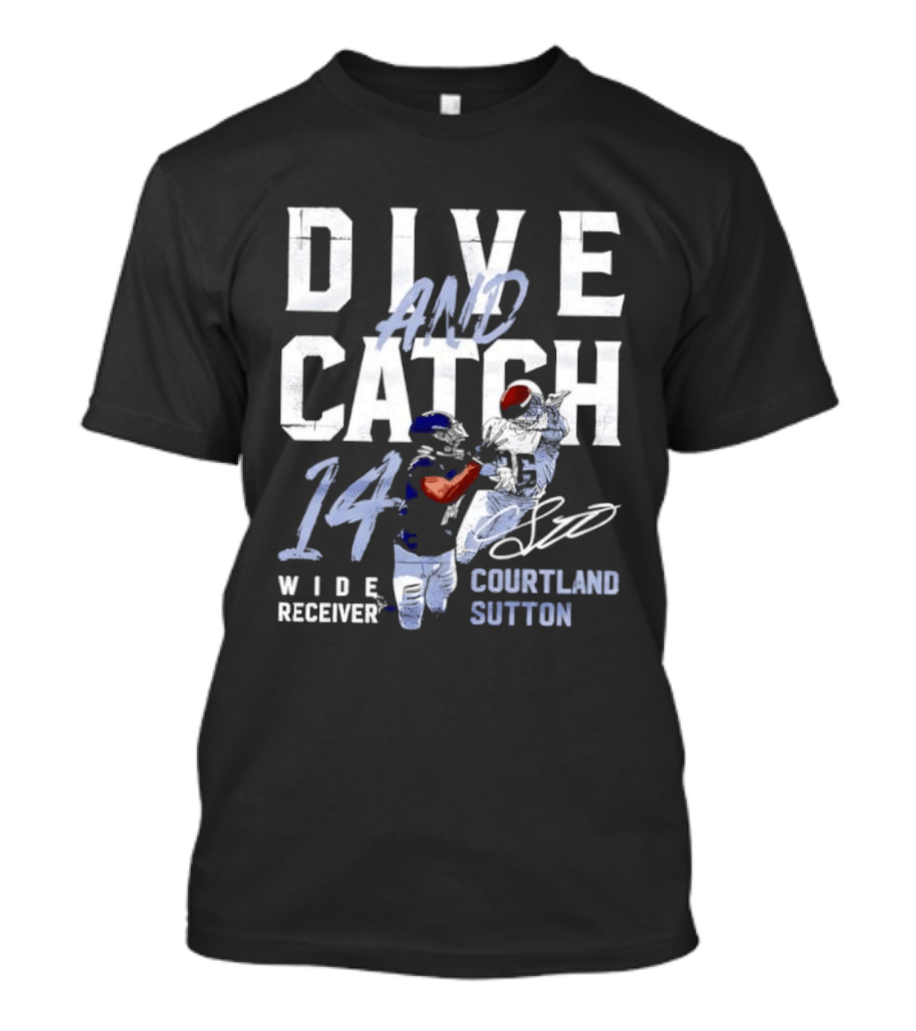 Courtland Sutton Wide Receiver 14 Dive And Catch T-Shirt