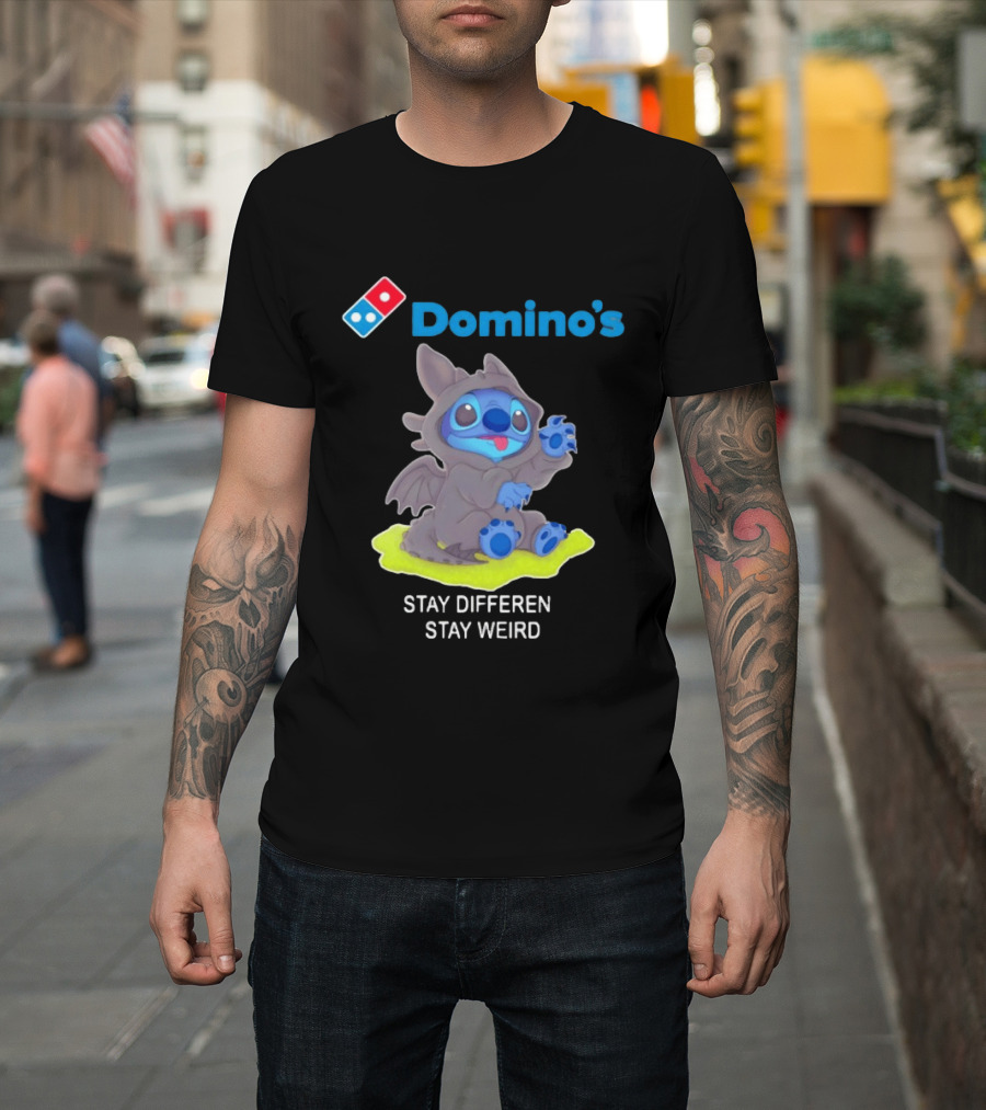 Domino's Pizza Collab Toothless Stitch Stay Different Stay Weird T-Shirt
