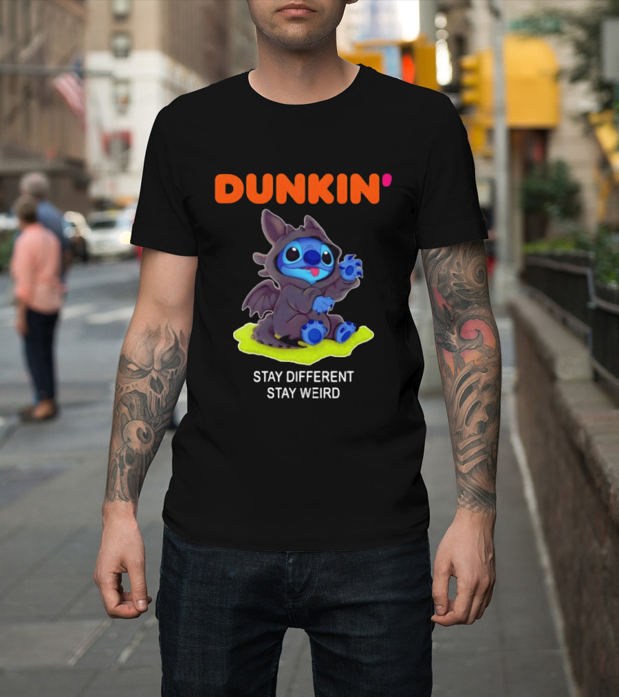 Dunkin' Toothless Stitch Stay Different Stay Weird T-Shirt