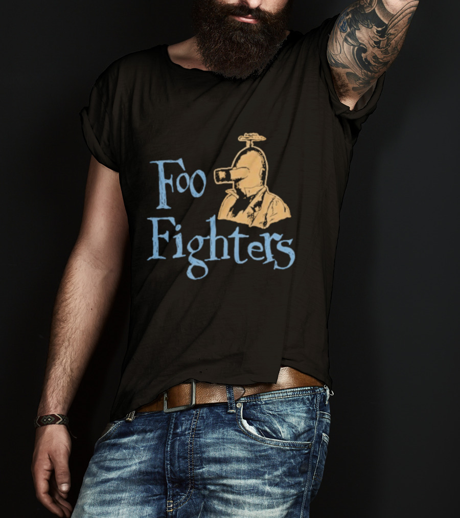 Foo Fighters Retro Pilot Helmet Sketch T-Shirt