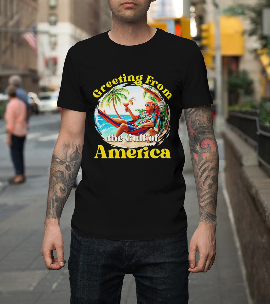 Greeting From The Gulf Of America Tropical Beach Scene T-Shirt