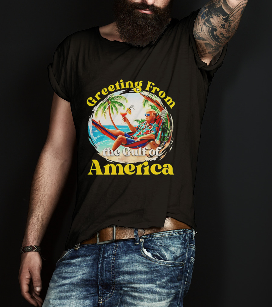 Greeting From The Gulf Of America Tropical Beach Scene T-Shirt