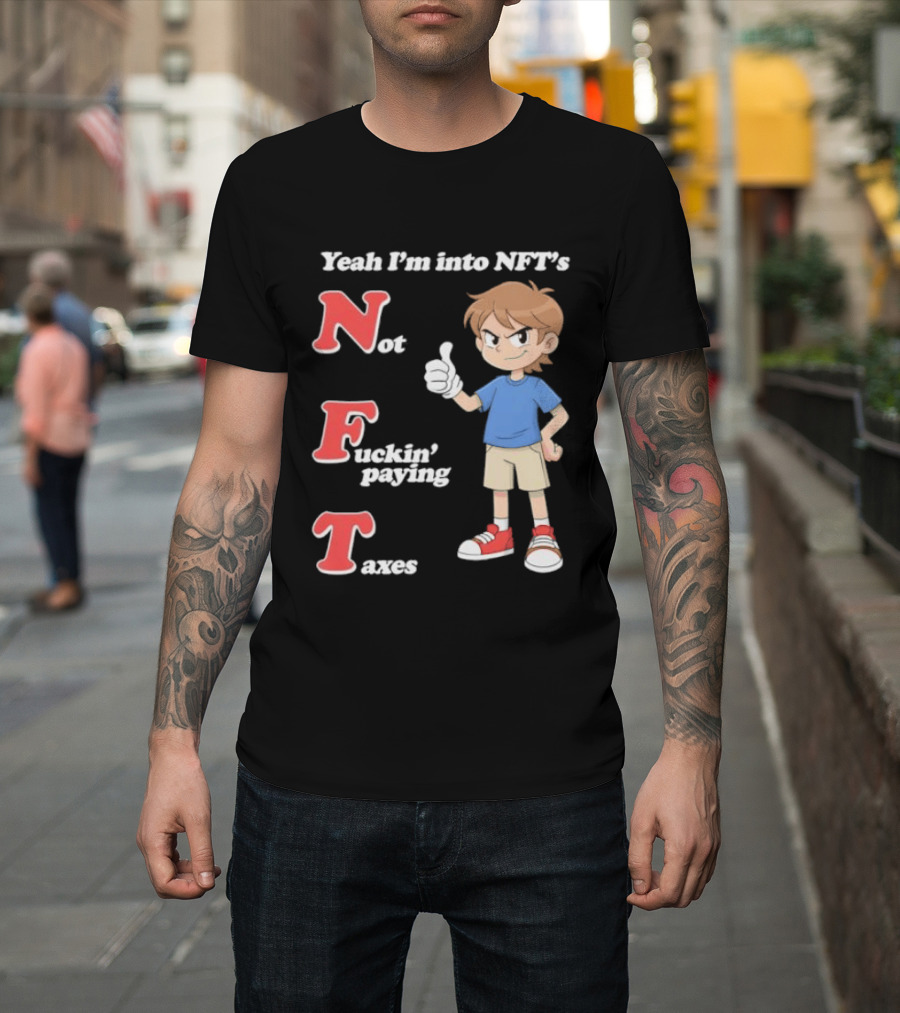 Yeah I'm Into NFT's Not Fuckin' Paying Taxes Cartoon Character Thumbs Up T-Shirt