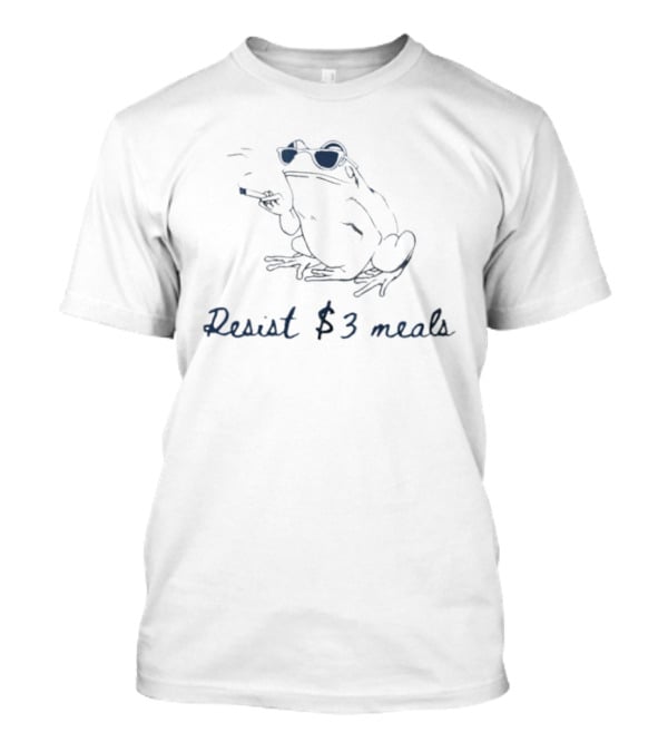 Resist Three Dollar Meals Frog Smoking With Sunglasses T-Shirt