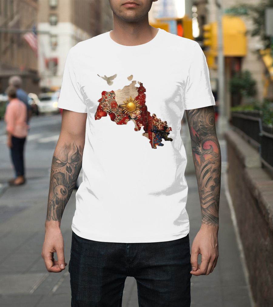 Map Of Kurdistan With Sun And Peace Dove T-Shirt