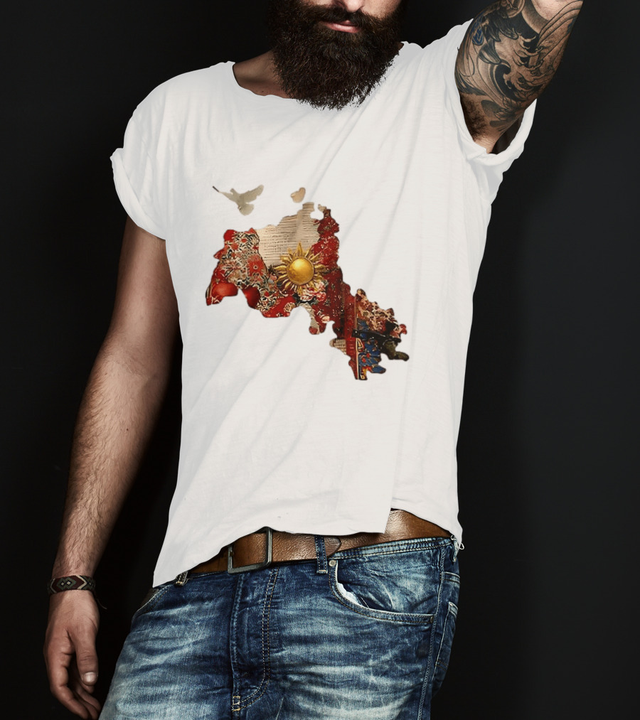 Map Of Kurdistan With Sun And Peace Dove T-Shirt