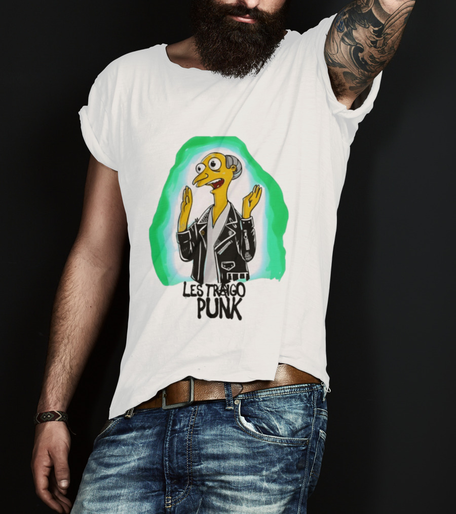 Mr Burns Les Traigo Punk Leather Jacket Green Aura T-Shirt