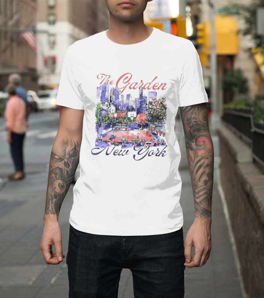 The Garden New York Basketball Court Cityscape T-Shirt