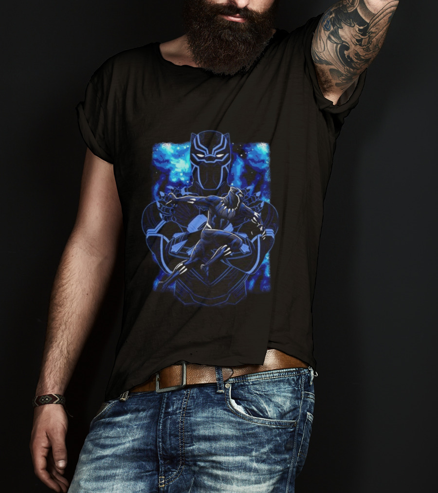 Black Panther Superhero King Panther Shadow Vibrant Cosmic T-Shirt