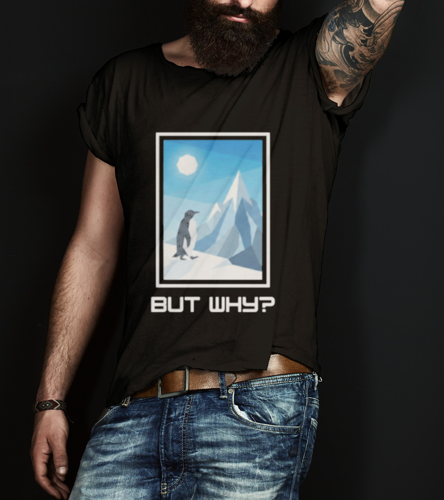 But Why Penguin Northward Bound Minimalist Arctic Framed T-Shirt