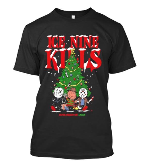 Ice Nine Kills Silver Scream Con Festive Horror Villains Christmas Tree T-Shirt