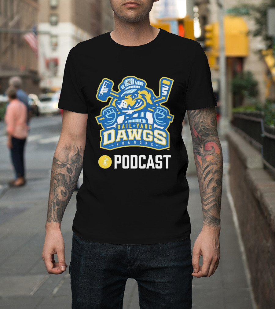 Roanoke Rail Yard Dawgs Ice Hockey Podcast T-Shirt