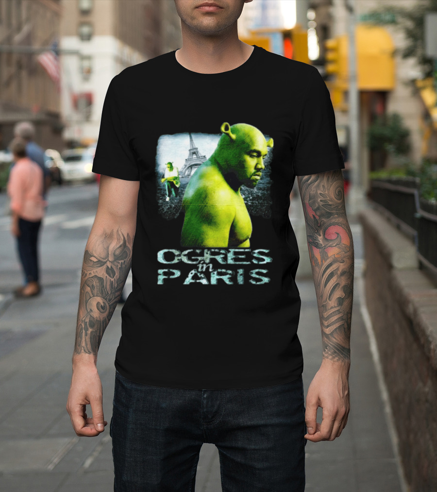 Shrek Kanye West Ogres In Paris Eiffel Tower Mashup T-Shirt