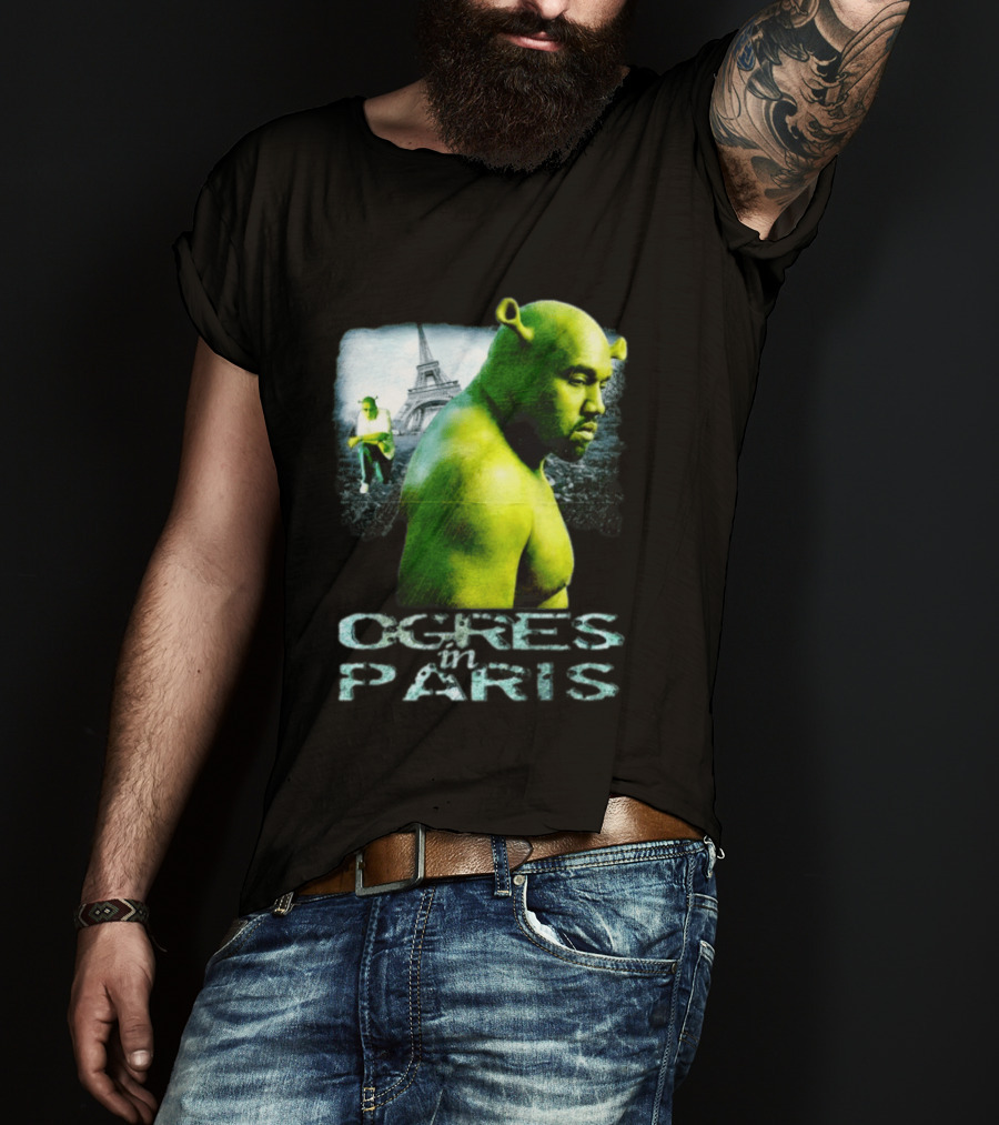 Shrek Kanye West Ogres In Paris Eiffel Tower Mashup T-Shirt