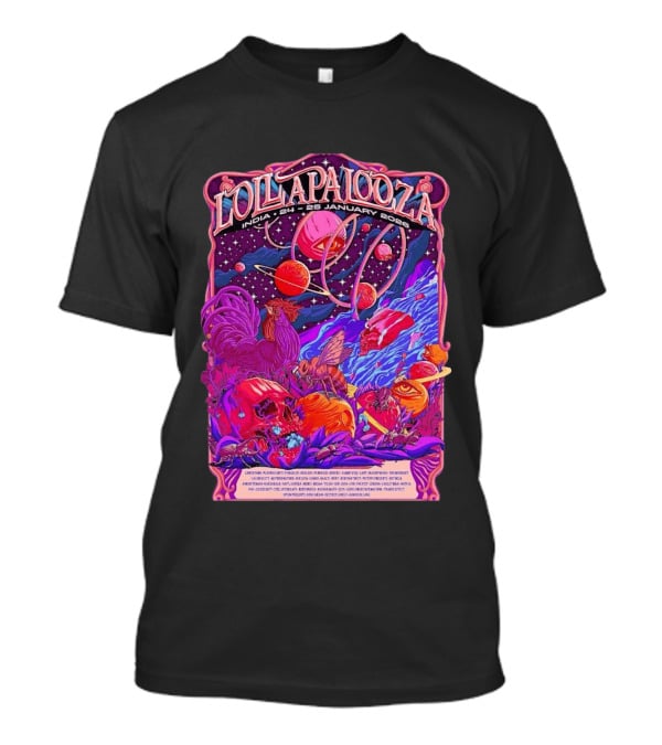 Lollapalooza India 2026 January 24 25 Planetary Cosmic Wildlife Perry Farrell X Aaquib Wani T-Shirt