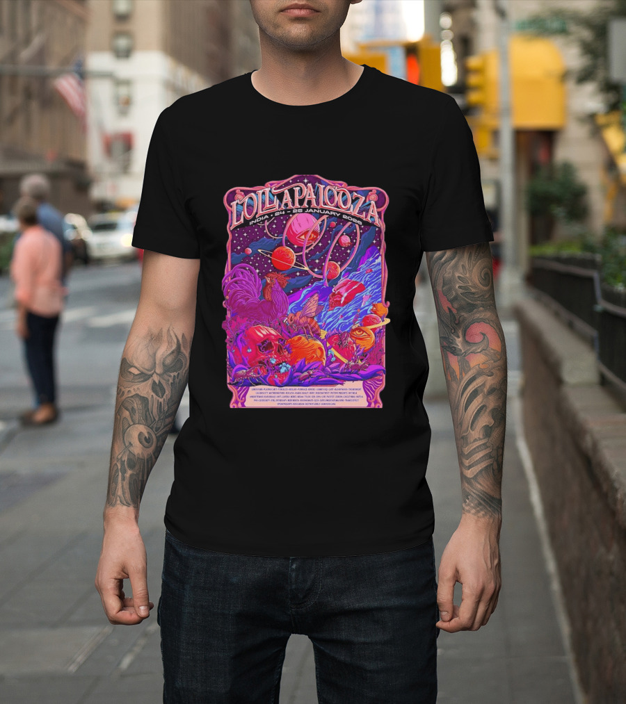 Lollapalooza India 2026 January 24 25 Planetary Cosmic Wildlife Perry Farrell X Aaquib Wani T-Shirt
