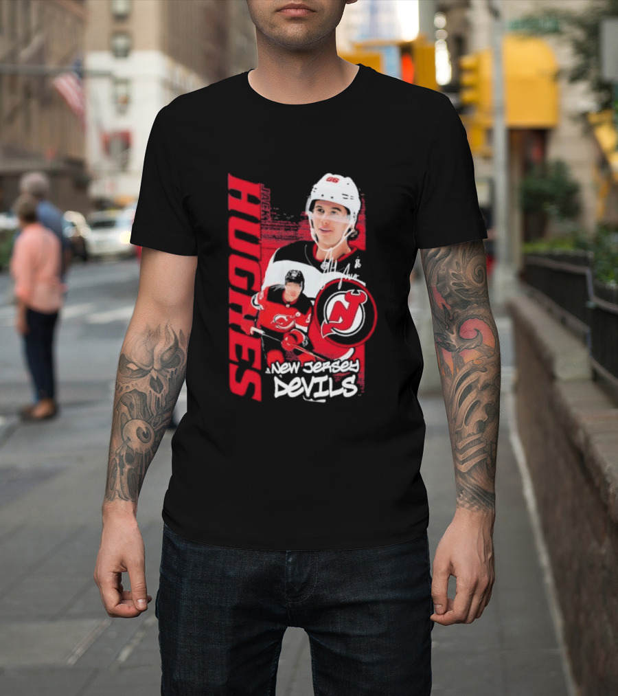 New Jersey Devils Jack Hughes Playmaker Hockey Legend T-Shirt