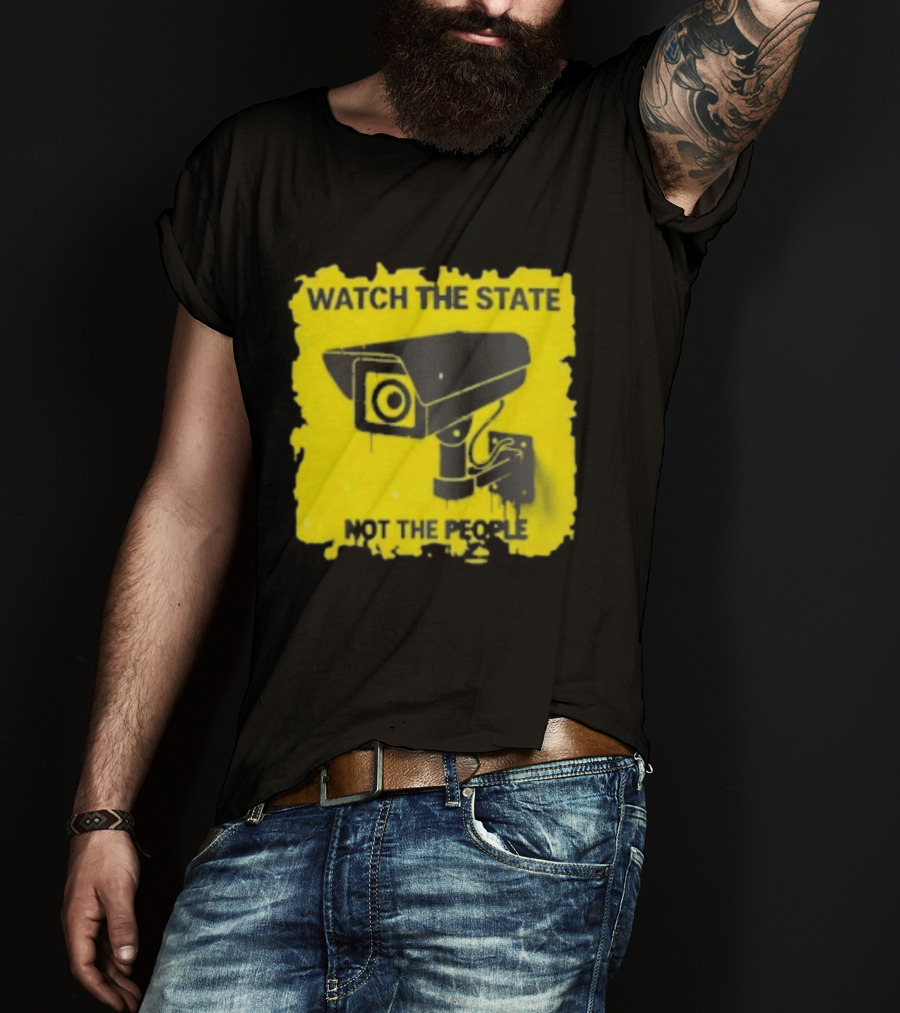 THE STATE NOT THE PEOPLE Yellow Surveillance Camera T-Shirt