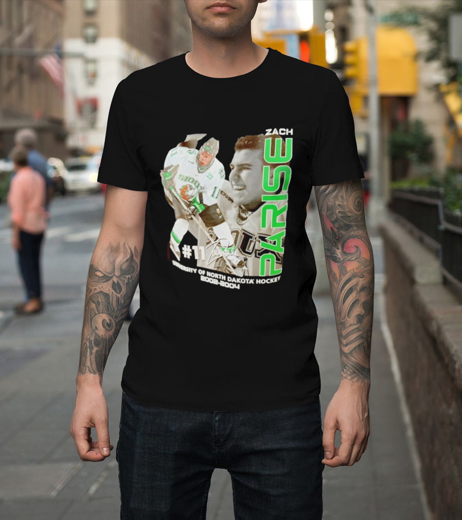 Zach Parise University Of North Dakota Hockey 2002 2004 Sioux #11 T-Shirt