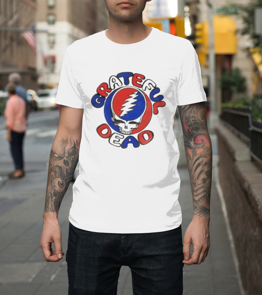 Grateful Dead Steal Your Face Skull Red Blue Bolt T-Shirt
