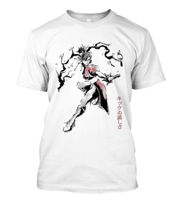 Chun Li SF The Kicking Beauty Sumi E Calligraphy Brush T-Shirt