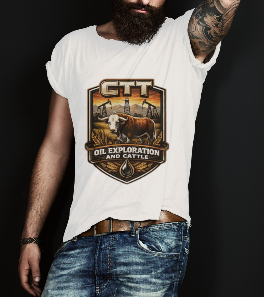 CTT Oil Exploration And Cattle Pumpjack Bull T-Shirt