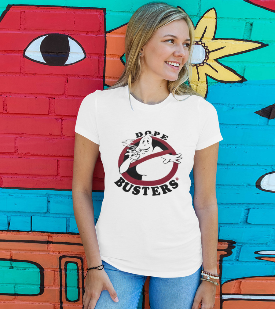 Ghostbusters Dope Busters Smoking Ghost Red Circle T-Shirt