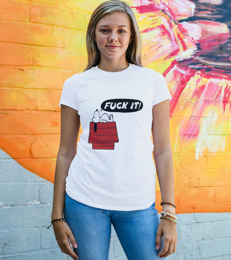 Snoopy Fuck It Relaxing On Doghouse Peanuts Humor T-Shirt