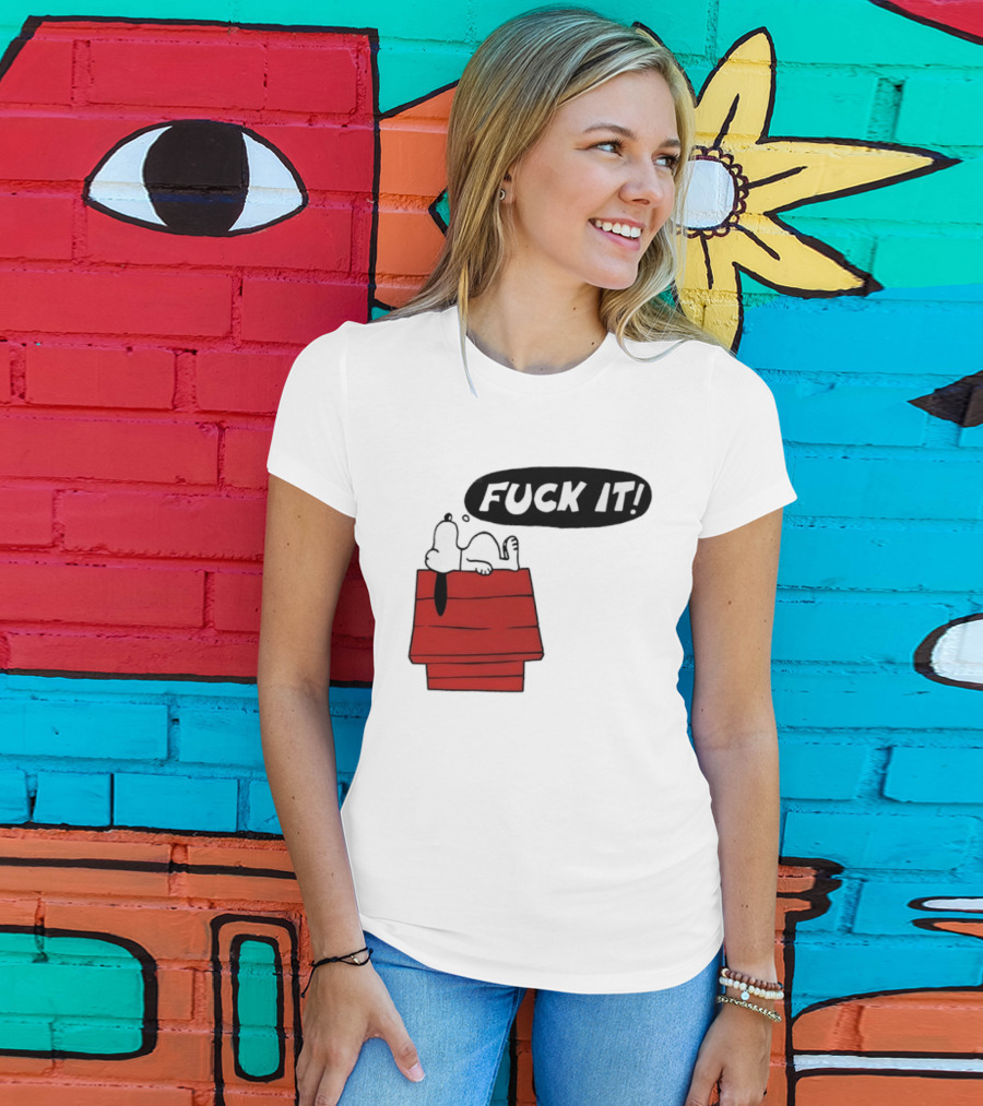 Snoopy Fuck It Relaxing On Doghouse Peanuts Humor T-Shirt