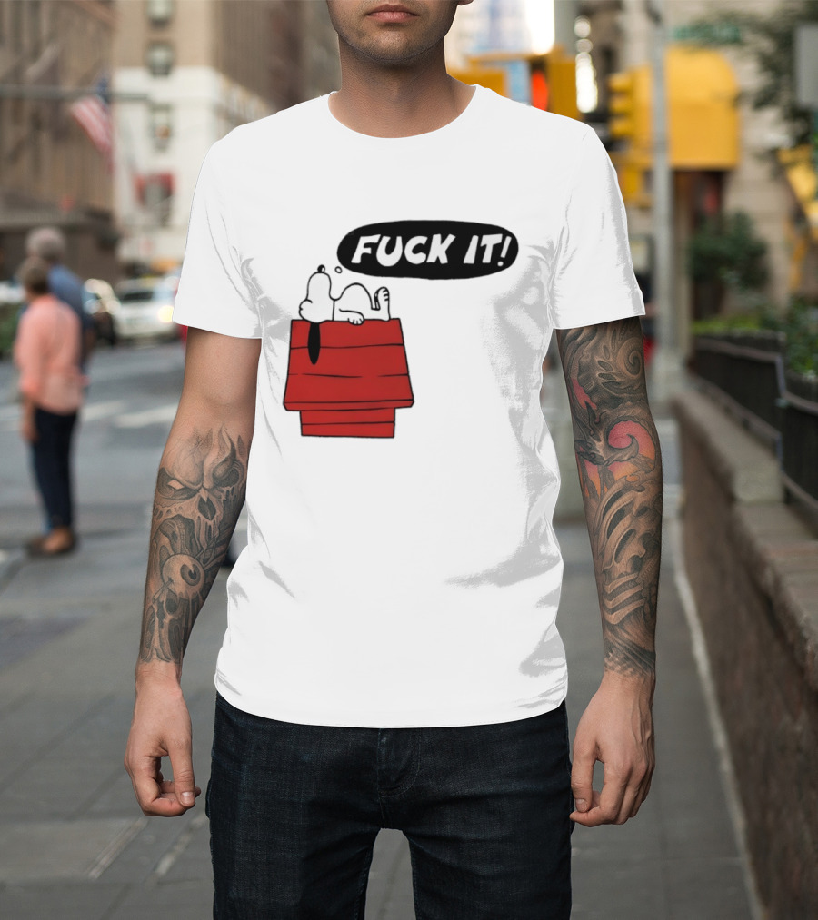 Snoopy Fuck It Relaxing On Doghouse Peanuts Humor T-Shirt