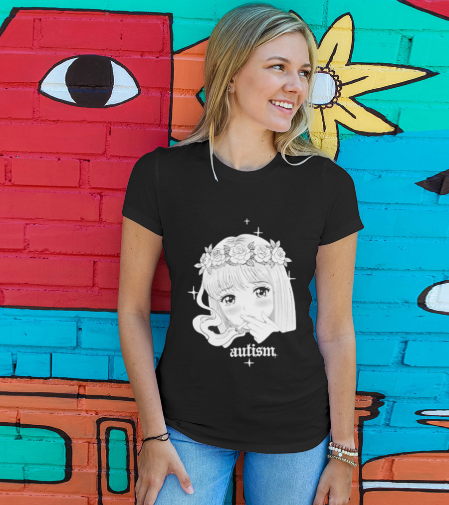 Autism Anime Girl Smoking Flower Crown Aesthetic T-Shirt