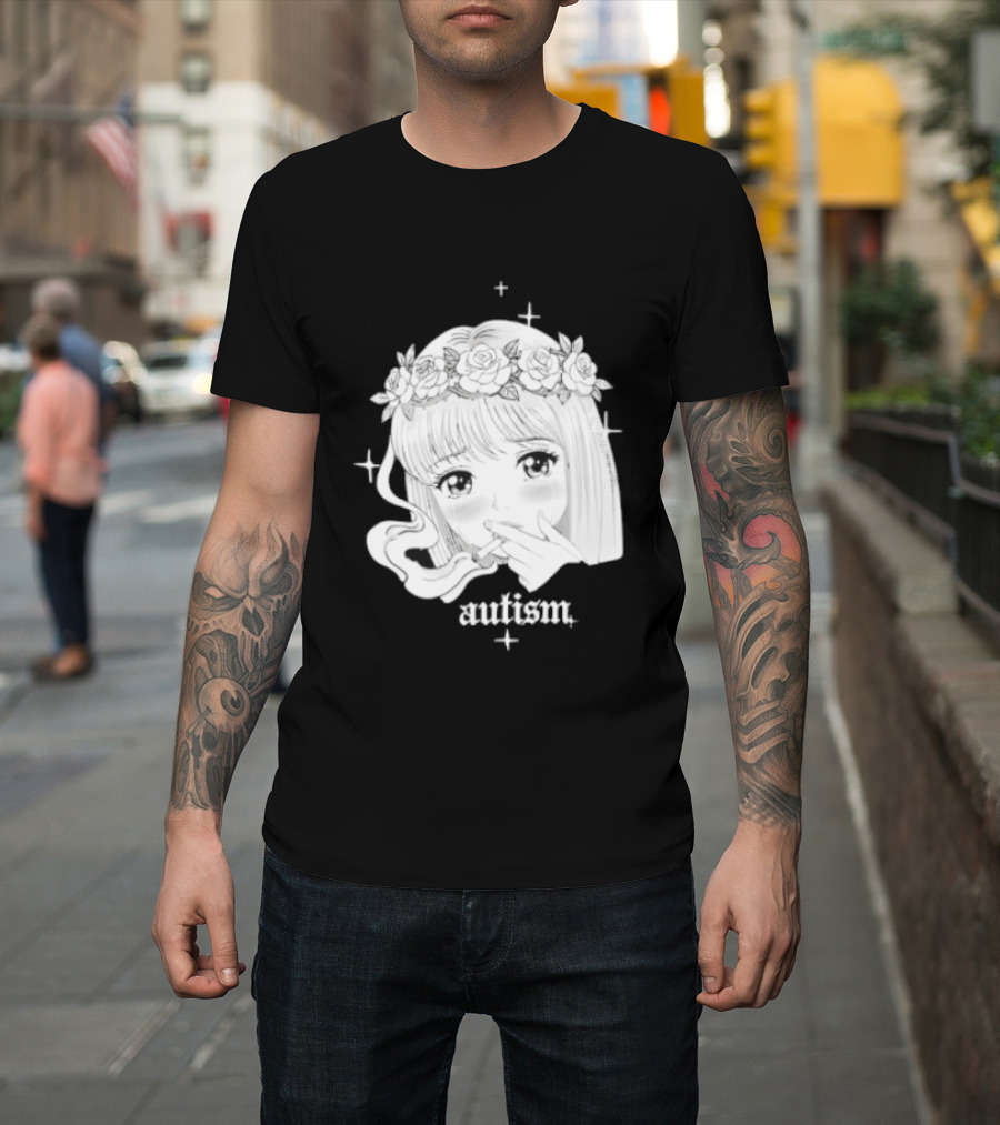 Autism Anime Girl Smoking Flower Crown Aesthetic T-Shirt